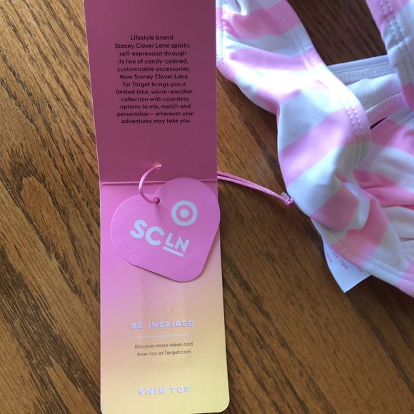 Stoney Clover Lane x Target Women’s XS pink striped bralette bikini top - Picture 6 of 7